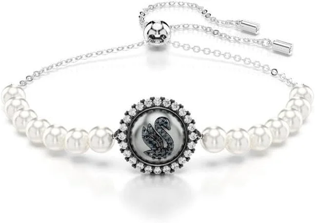 دستبند زنانه سواروسکی طرح قو با روکش رودیوم، خاکستری