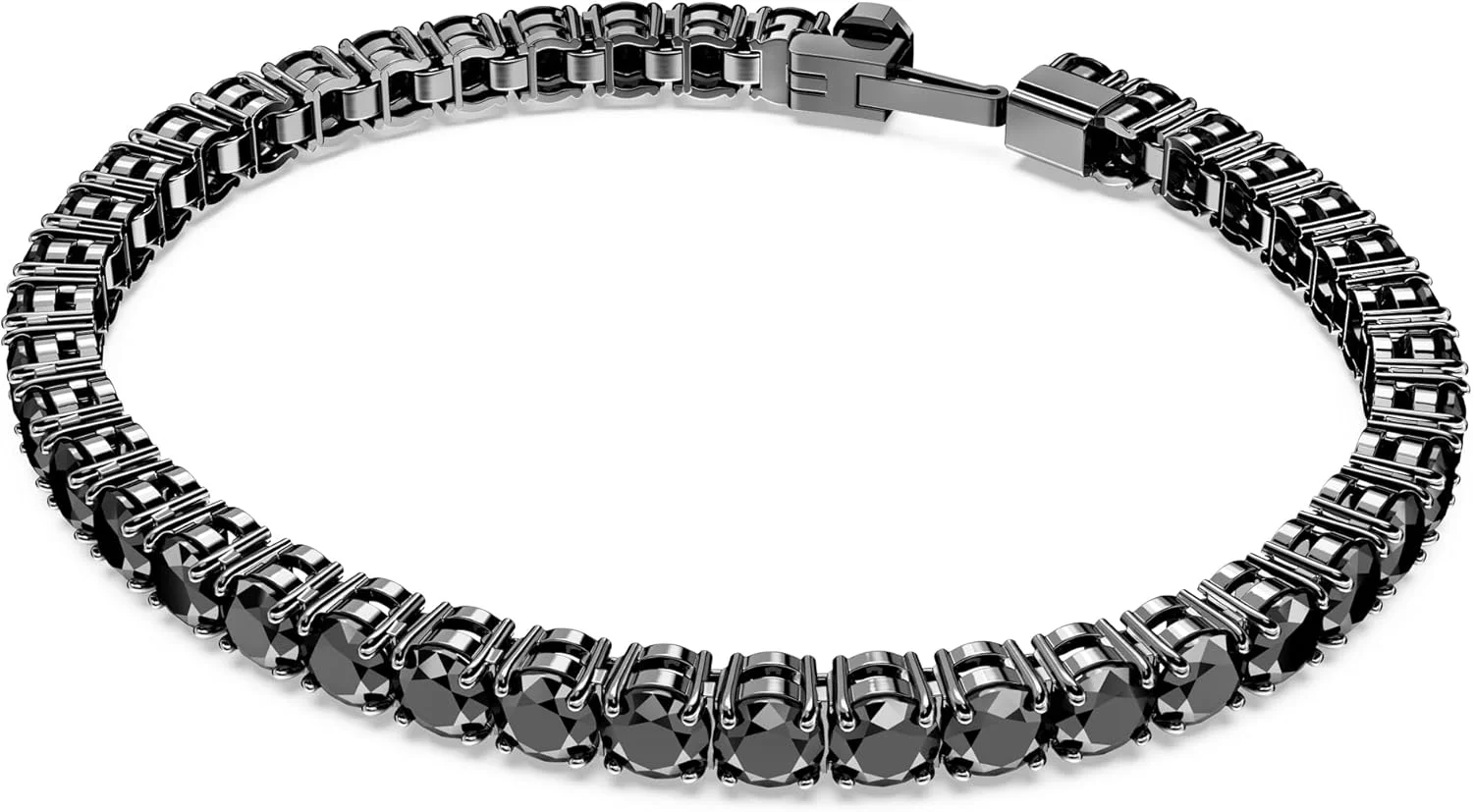 دستبند تنیس ماتریکس سواروسکی، برش گرد، مشکی، روکش روتنیوم دستبند تنیس ماتریکس سواروسکی، برش گرد، مشکی، روکش روتنیوم
