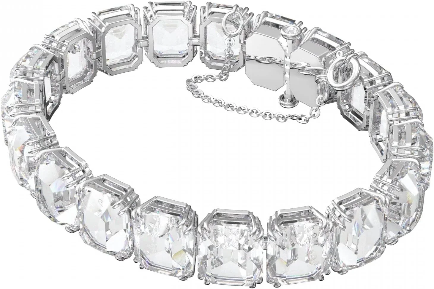 دستبند زنانه سواروسکی مدل Millenia 5618699 با روکش رودیوم و برش هشت ضلعی، سفید، سایز One Size