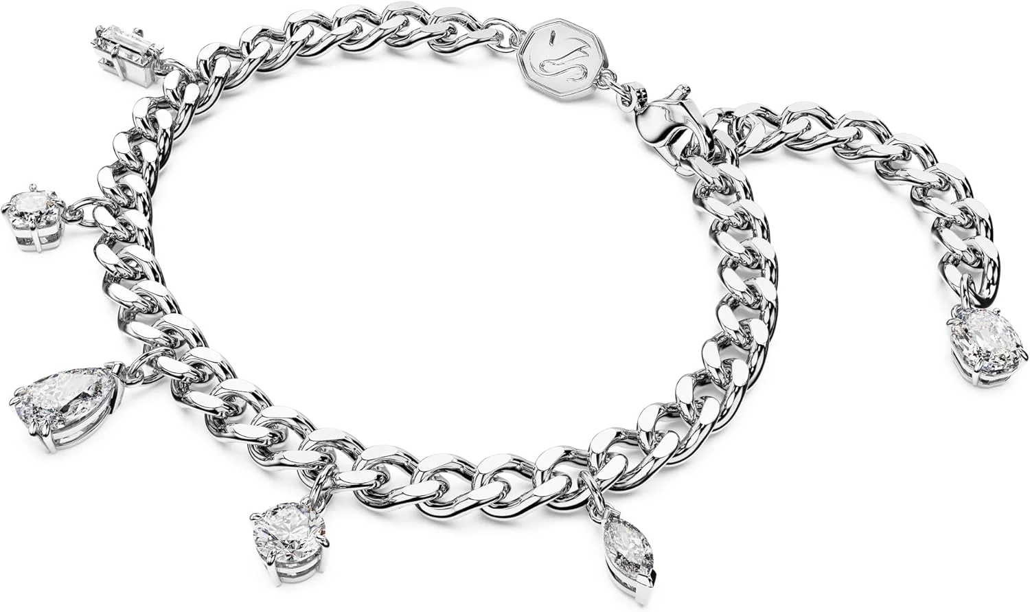 دستبند دکسترا سواروسکی، برش های متنوع، سفید، روکش رودیوم دستبند دکسترا سواروسکی، برش های متنوع، سفید، روکش رودیوم