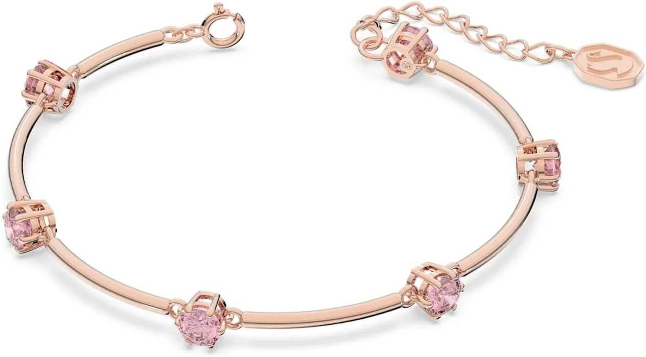 دستبند زنانه سواروسکی مدل Constella با برش گرد، رزگلد اندود شده - 5640285، سایز One Size، فلز با روکش رودیوم، کریستال