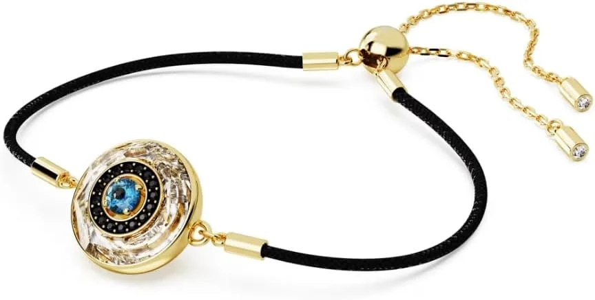 دستبند سمبلیکا چشم نظر، چند رنگ، روکش طلایی، متوسط، پنبه کریستالی، سواروسکی