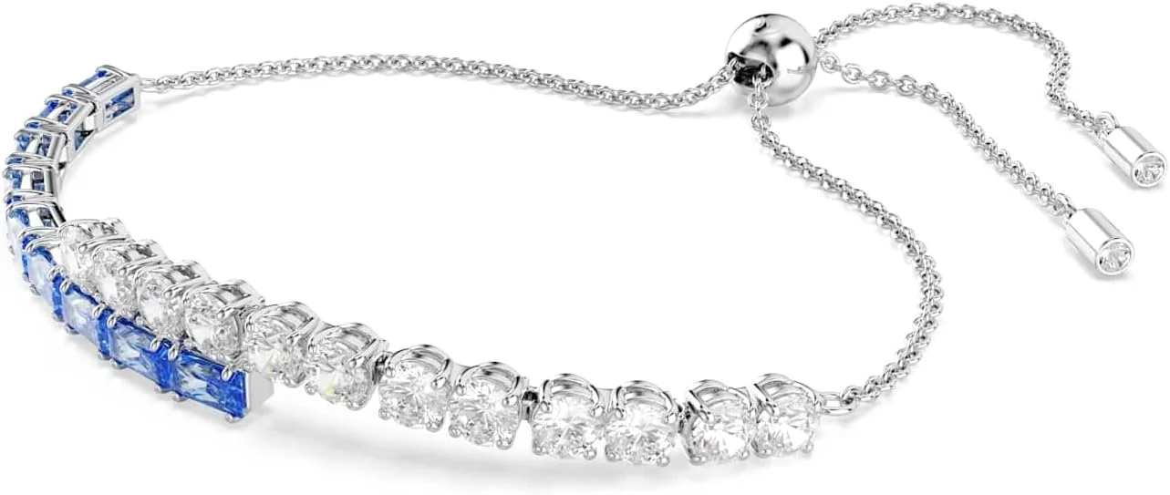 دستبند سواروسکی ماتریکس، برش های ترکیبی، آبی، روکش رودیوم