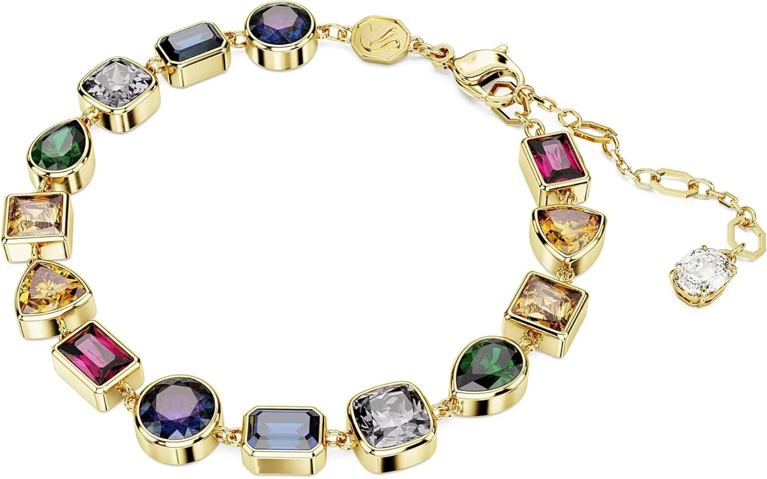 دستبند استیلا سواروسکی، برش های ترکیبی، چند رنگ، روکش طلایی