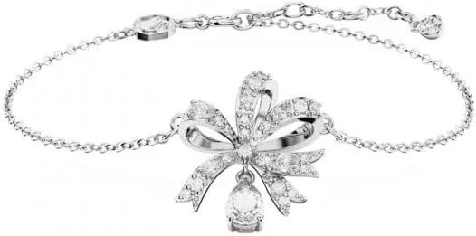 دستبند سفید کمانی هایپربولا با روکش رودیوم سواروسکی مدل 5660036، سایز One Size، روکش رودیوم، کریستال