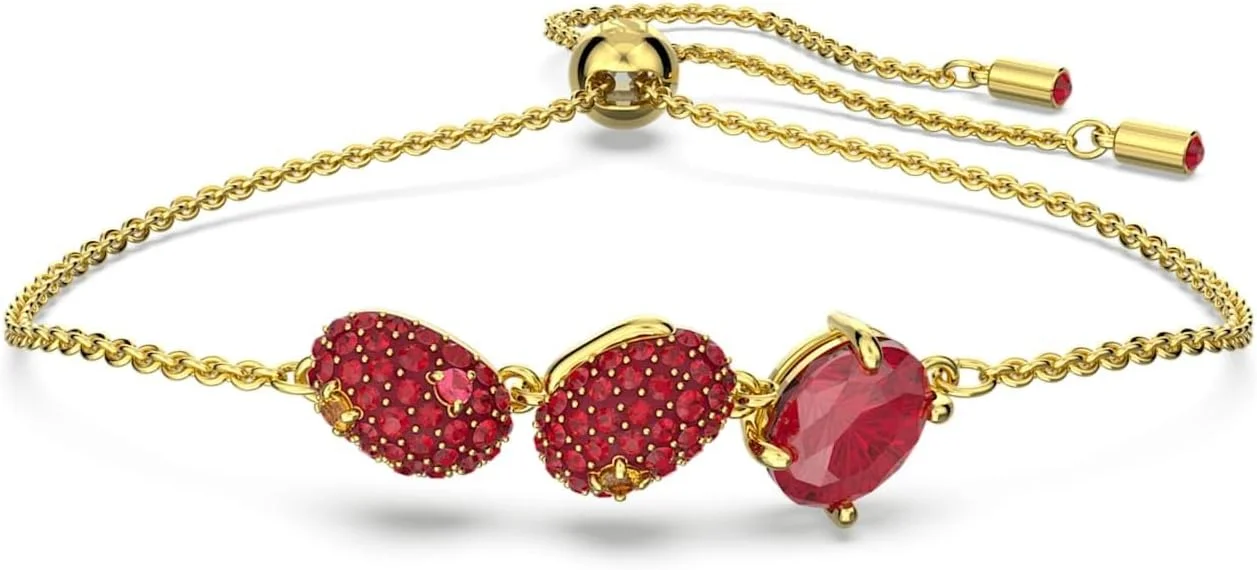 دستبند زنانه سواروسکی مدل Cariti با روکش طلایی و سنگ های قرمز - 5634713، سایز One Size، فلز با روکش رودیوم، کریستال