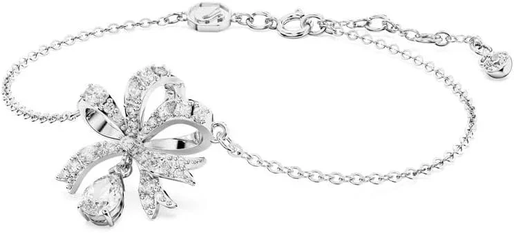 دستبند سفید کمانی هایپربولا با روکش رودیوم سواروسکی مدل 5660036، سایز One Size، روکش رودیوم، کریستال