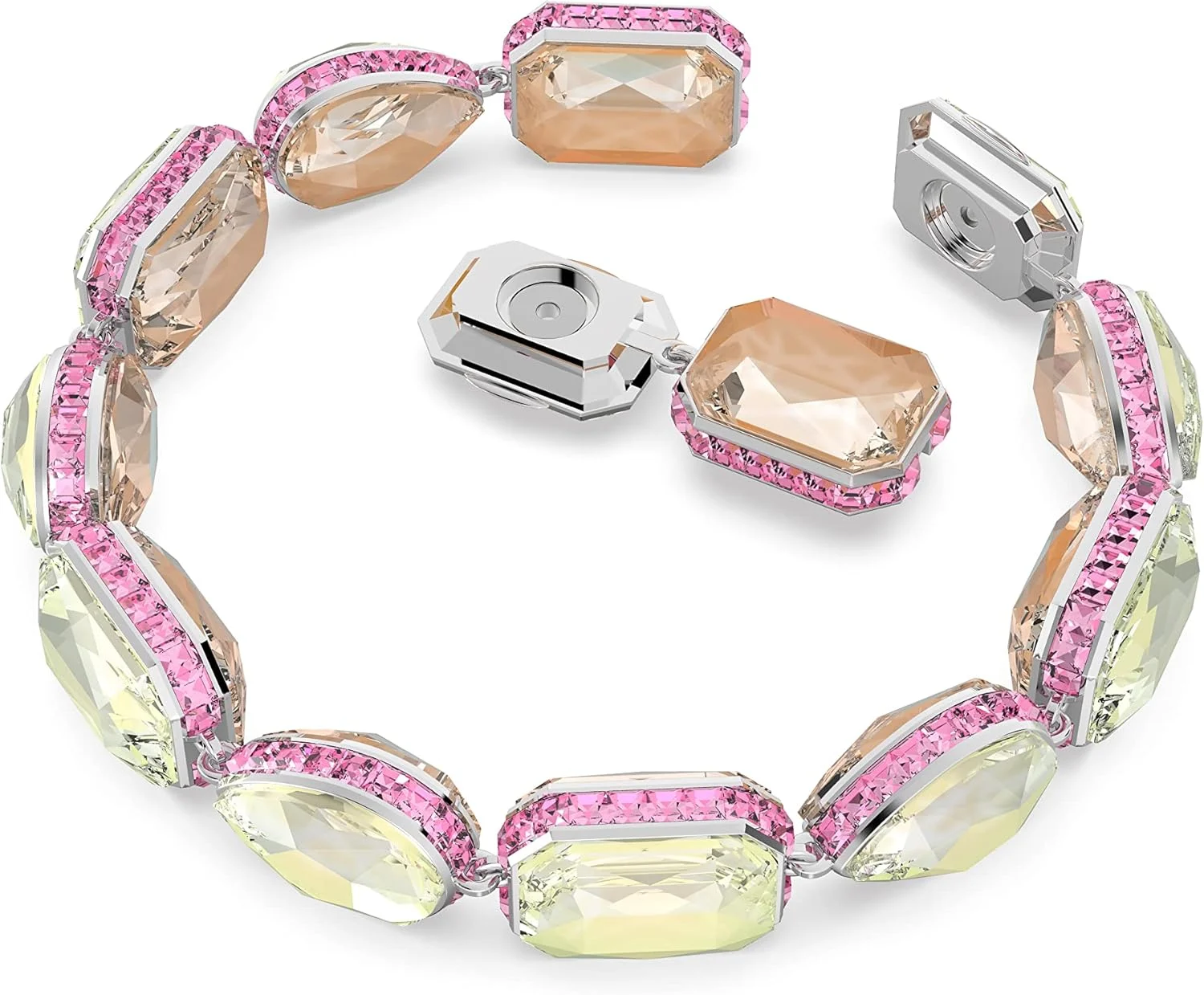 دستبند سواروسکی Orbita، کریستال های برش خورده ترکیبی، چند رنگ، روکش رودیوم