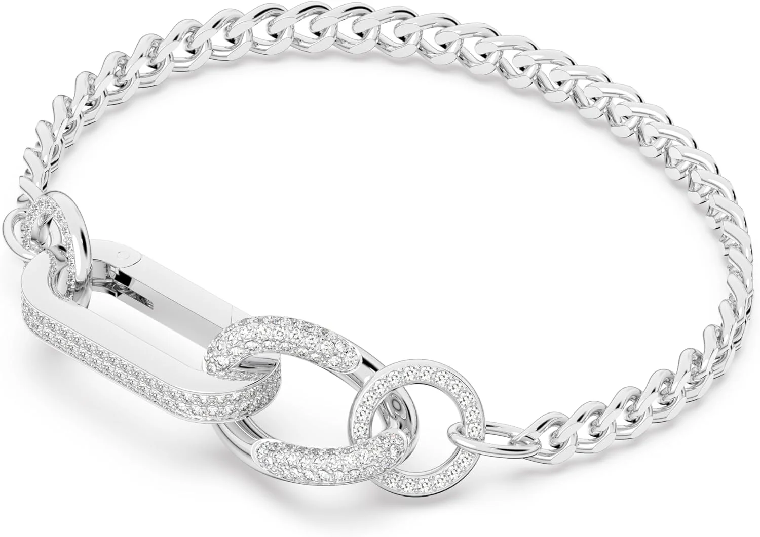 دستبند دکسترا سواروسکی با کریستال پاوه سفید روی پایه روکش رودیوم