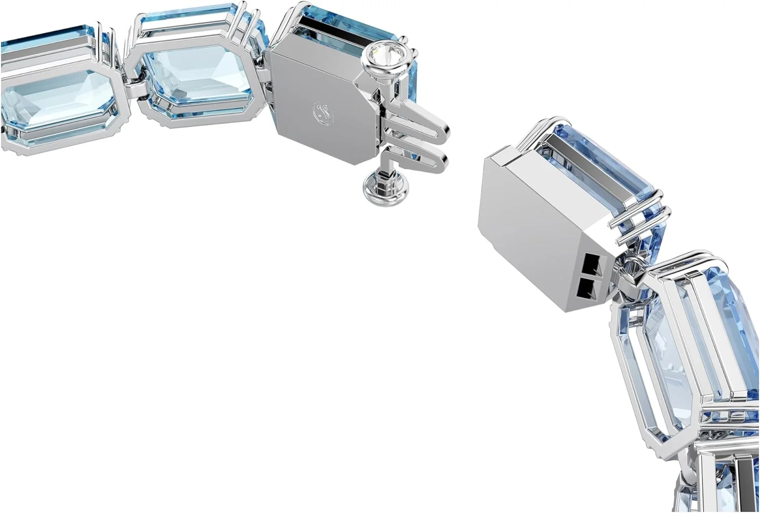 دستبند سواروسکی میلنیا، برش هشت ضلعی، طیف رنگی، آبی، روکش رودیوم