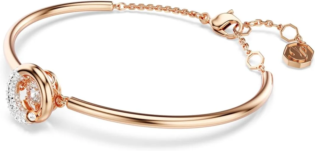 دستبند النگویی سواروسکی Dextera، برش گرد، شفاف، روکش طلایی رزگلد