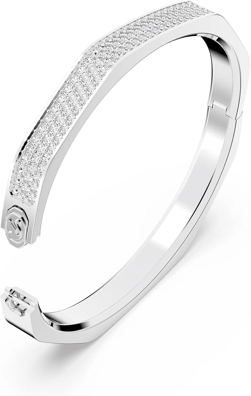 دستبند النگویی سواروسکی Dextera، شکل هشت ضلعی، پاو، بزرگ، سفید، روکش رودیوم