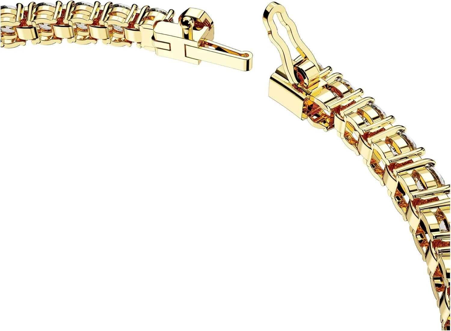 دستبند تنیس سواروسکی ماتریکس، برش گرد، شفاف، روکش طلایی