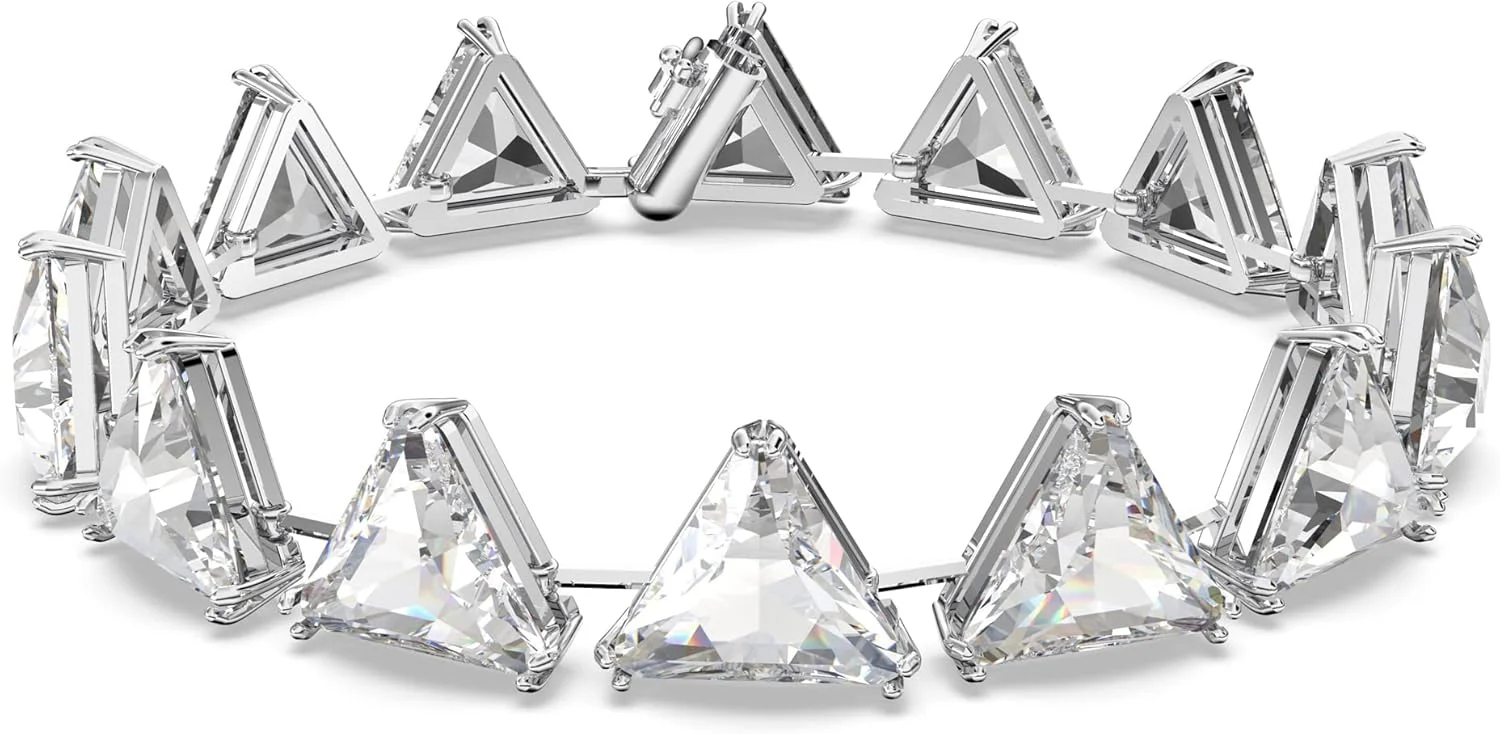 مجموعه جواهرات کریستالی گوشواره و دستبند Ortyx سواروسکی، کریستال های شفاف، روکش رودیوم