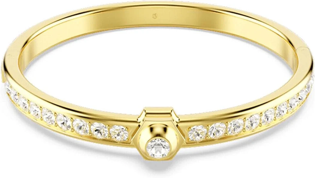 دستبند زنانه سواروسکی مدل نومینا با روکش طلایی و برش گرد، سایز کوچک، سفید