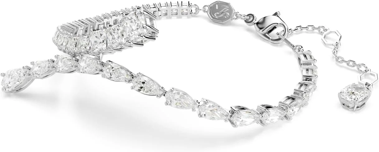 گوشواره، گردنبند و دستبند سواروسکی ماتریکس، برش ترکیبی کریستال های شفاف، روکش رودیوم گوشواره، گردنبند و دستبند سواروسکی ماتریکس، برش ترکیبی کریستال های شفاف، روکش رودیوم