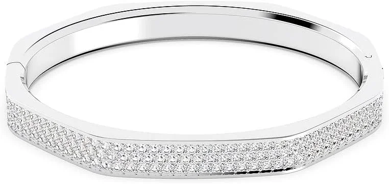 دستبند النگویی سواروسکی Dextera، شکل هشت ضلعی، سفید، روکش رودیوم