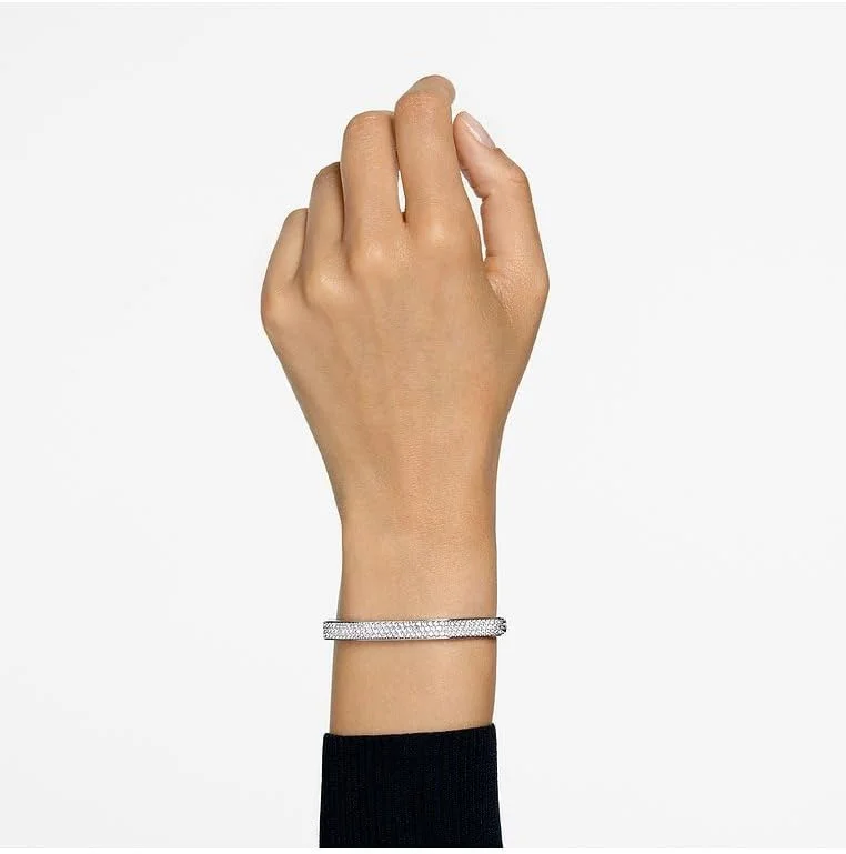 دستبند النگویی سواروسکی Dextera، شکل هشت ضلعی، سفید، روکش رودیوم