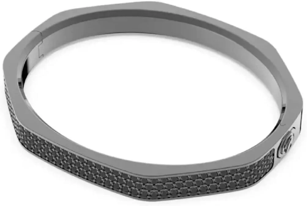 دستبند النگویی سواروسکی Dextera، طرح هشت ضلعی، مشکی، روکش روتنیوم