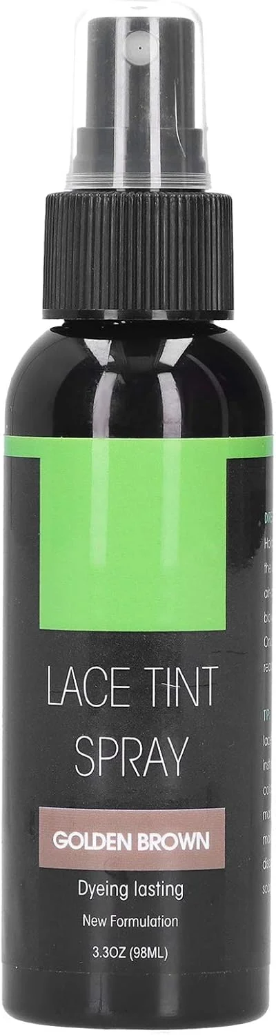 اسپری رنگ توری 98 میلی لیتری، اسپری رنگ قابل حمل برای کلاه گیس های توری، قسمت جلویی توری، بستن توری برای استفاده در سفر، کلاه گیس و تکه های مو، زنانه و مردانه (قهوه ای طلایی)