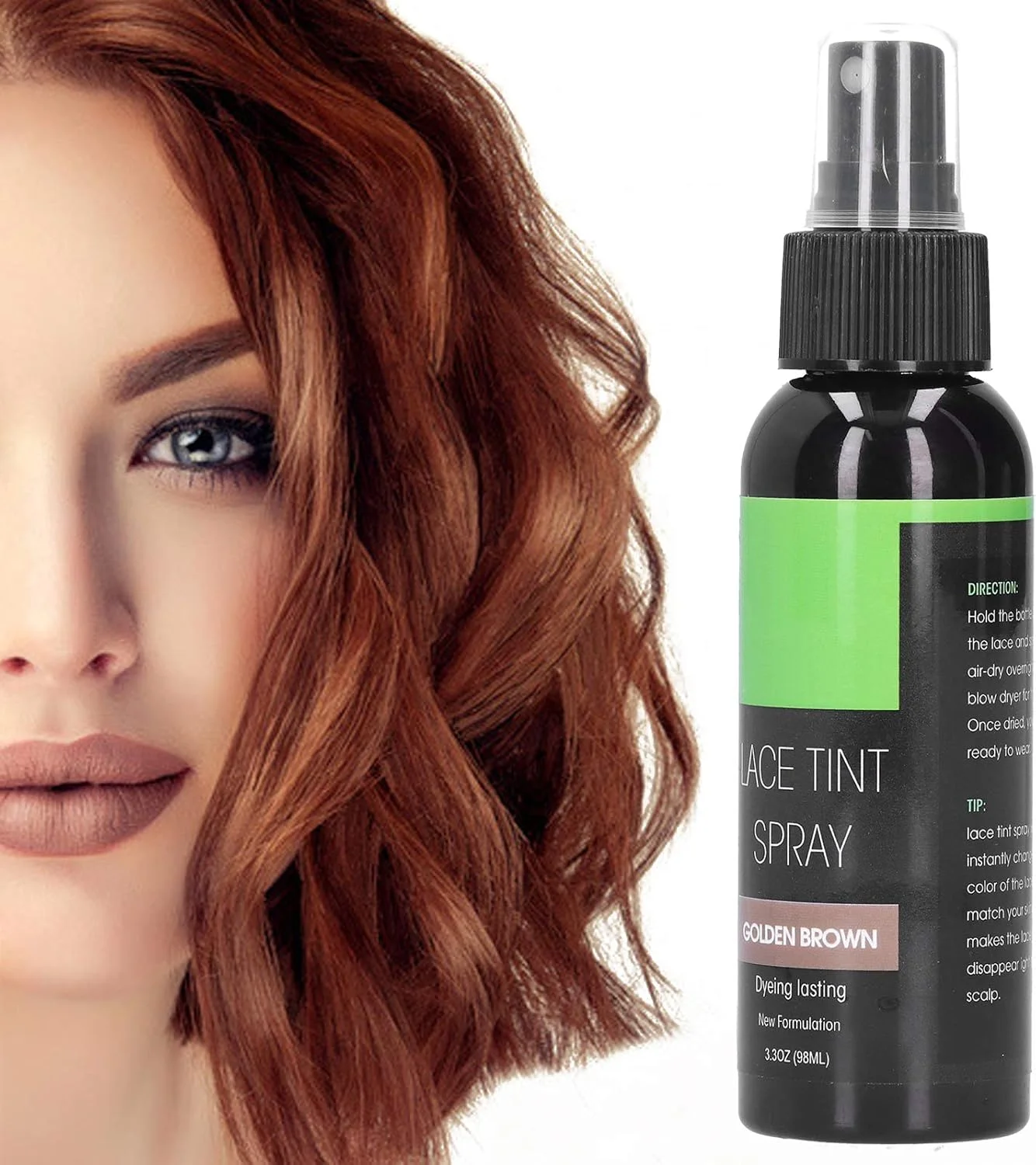 اسپری رنگ توری 98 میلی لیتری، اسپری رنگ قابل حمل برای کلاه گیس های توری، قسمت جلویی توری، بستن توری برای استفاده در سفر، کلاه گیس و تکه های مو، زنانه و مردانه (قهوه ای طلایی)