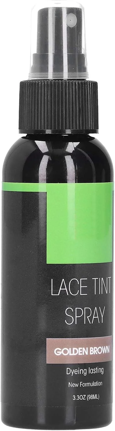 اسپری رنگ توری 98 میلی لیتری، اسپری رنگ قابل حمل برای کلاه گیس های توری، قسمت جلویی توری، بستن توری برای استفاده در سفر، کلاه گیس و تکه های مو، زنانه و مردانه (قهوه ای طلایی)