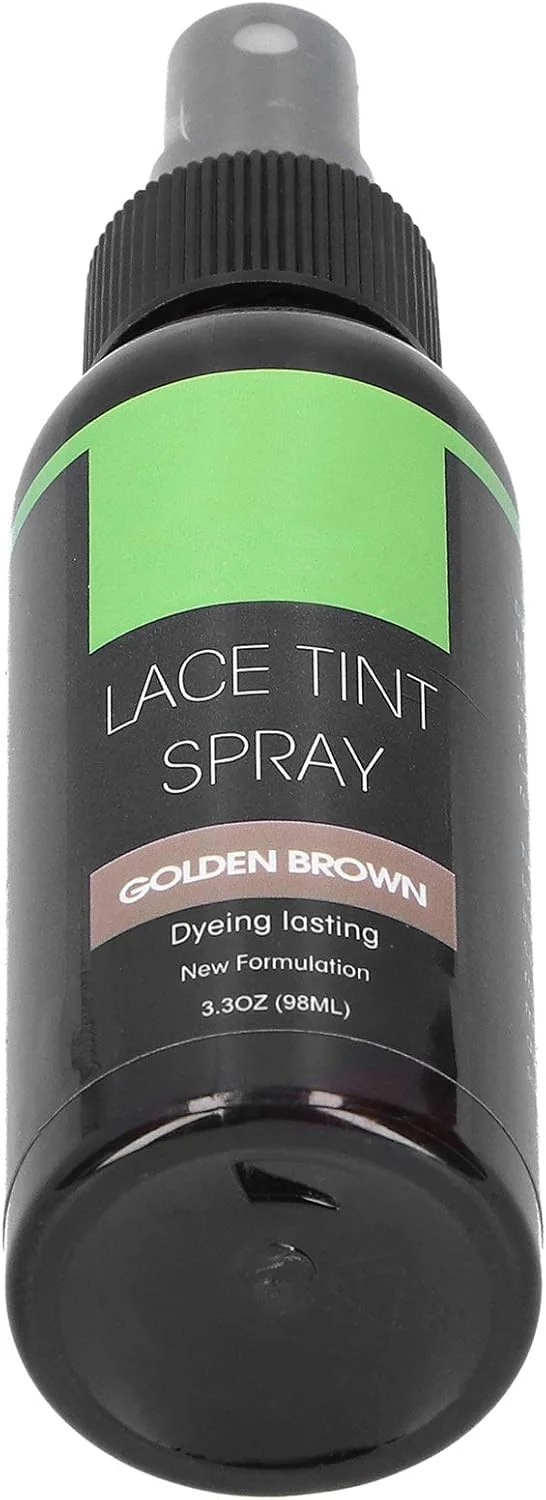 اسپری رنگ توری 98 میلی لیتری، اسپری رنگ قابل حمل برای کلاه گیس های توری، قسمت جلویی توری، بستن توری برای استفاده در سفر، کلاه گیس و تکه های مو، زنانه و مردانه (قهوه ای طلایی)