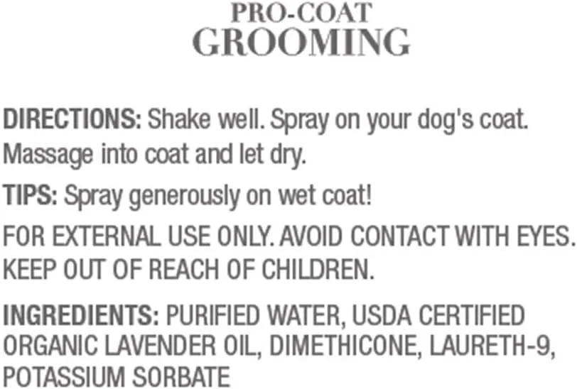 اسپری خشک کننده سریع موی سگ Pro-Coat Grooming (اسطوخودوس) - ۴۷۳ میلی لیتر، شفاف اسپری خشک کننده سریع موی سگ Pro-Coat Grooming (اسطوخودوس) - ۴۷۳ میلی لیتر، شفاف