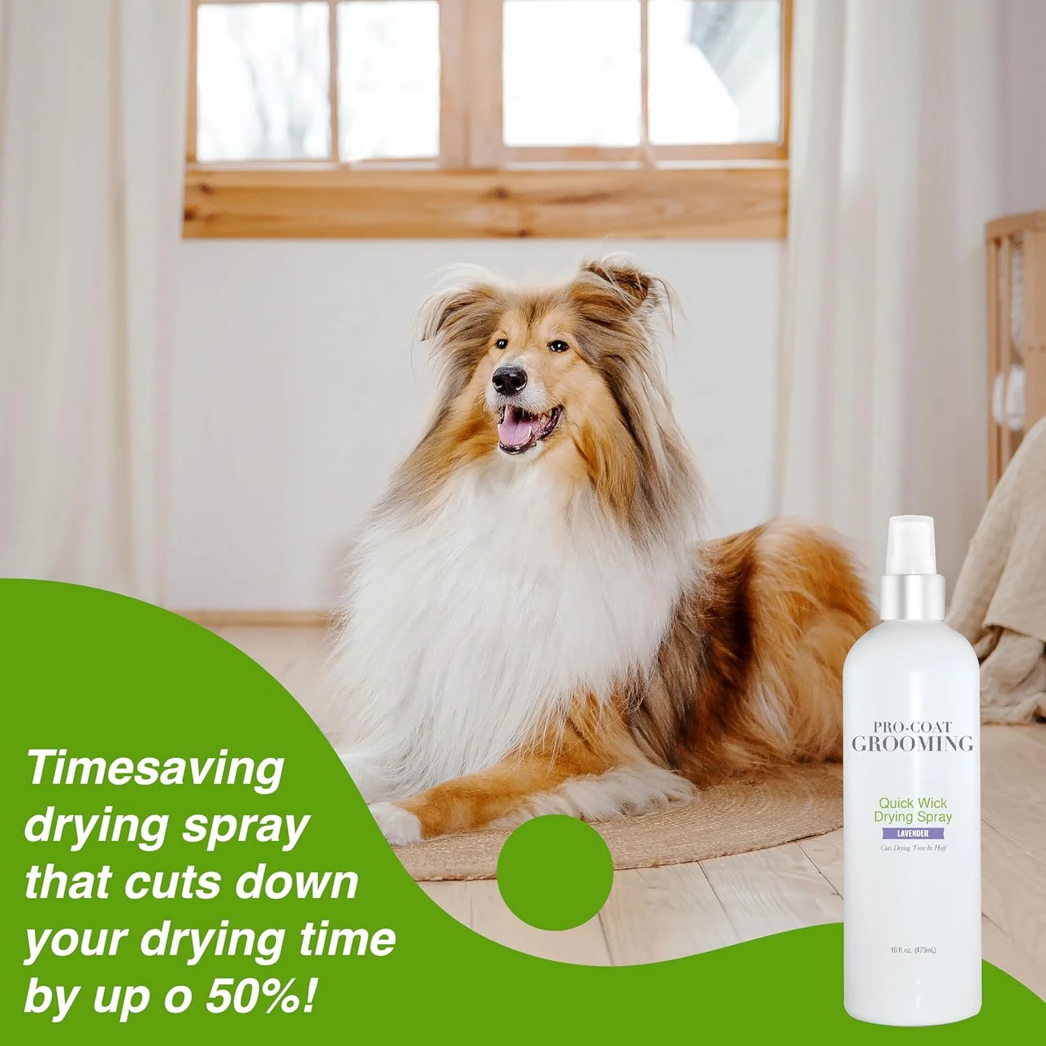 اسپری خشک کننده سریع موی سگ Pro-Coat Grooming (اسطوخودوس) - ۴۷۳ میلی لیتر، شفاف اسپری خشک کننده سریع موی سگ Pro-Coat Grooming (اسطوخودوس) - ۴۷۳ میلی لیتر، شفاف