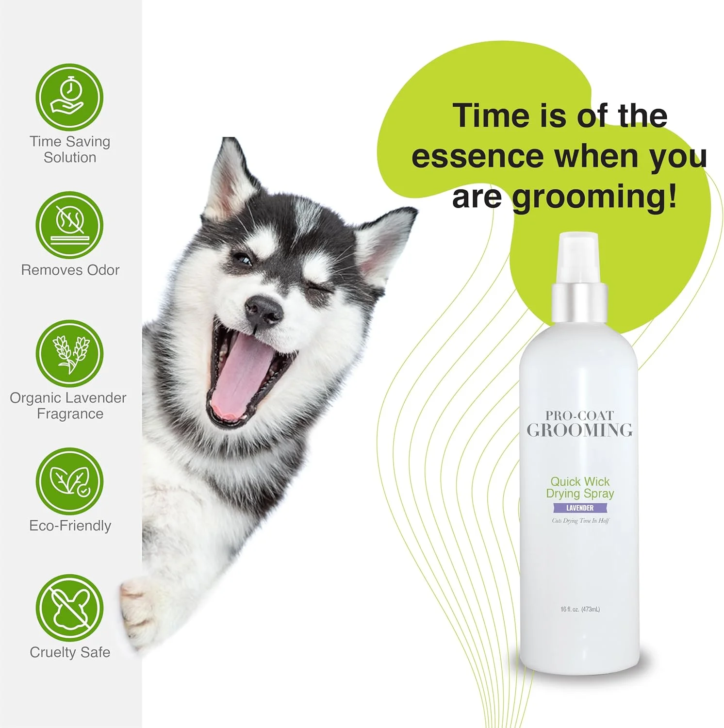 اسپری خشک کننده سریع موی سگ Pro-Coat Grooming (اسطوخودوس) - ۴۷۳ میلی لیتر، شفاف اسپری خشک کننده سریع موی سگ Pro-Coat Grooming (اسطوخودوس) - ۴۷۳ میلی لیتر، شفاف