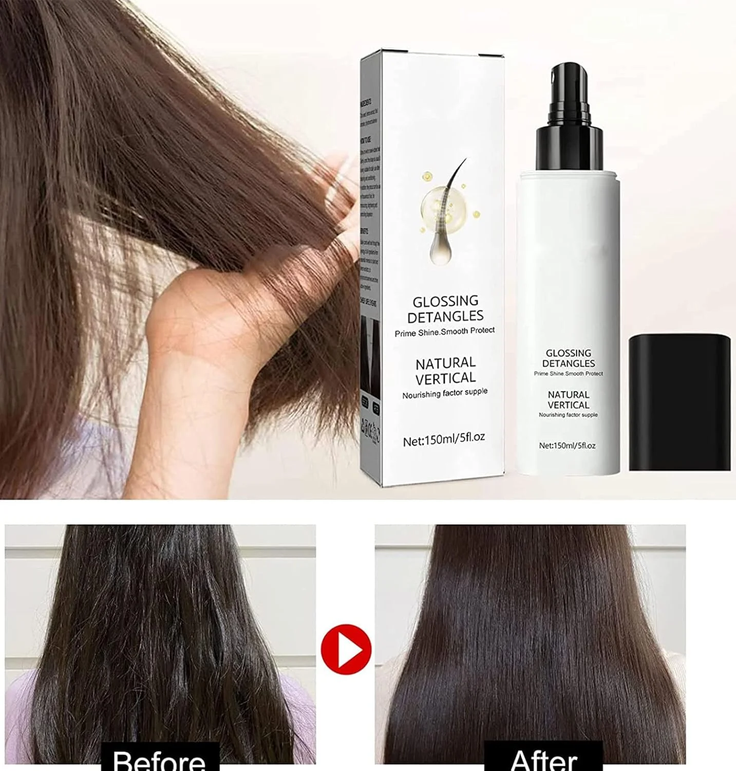 اسپری باز کننده گره مو و براق کننده مو از جنیفر آنیستون، اسپری براق کننده مو 150 میلی لیتر، اسپری براق کننده و باز کننده گره مو، اسپری مراقبت از مو برای زنان، ترمیم موهای خشک و وز (1 عدد)