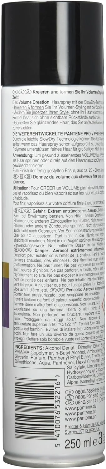 اسپری مو حجم دهنده پنتن پرو-وی شماره 4، 250 میلی لیتر