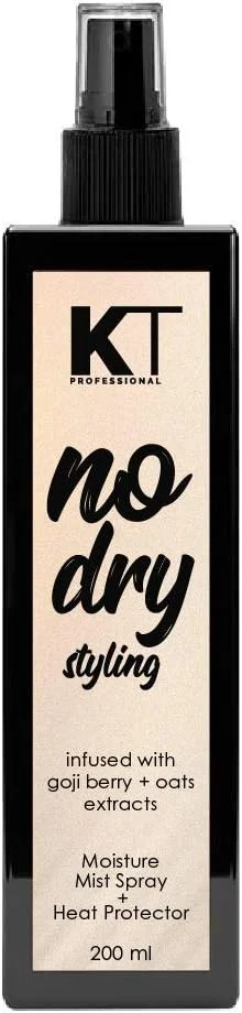 اسپری مو مرطوب کننده کی تی پروفشنال مدل No More Dry Styling مناسب آقایان و بانوان 200 میلی لیتر (اسپری یکنواخت روی موها به صورت روزانه قبل از استفاده از اتو مو، سشوار، فر کننده مو و ژل مو)