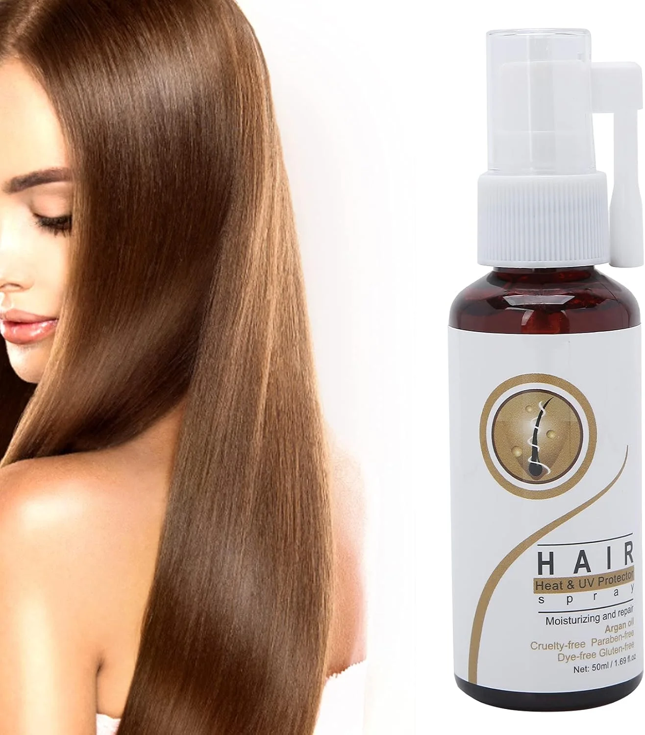 اسپری محافظ حرارت مو، اسپری محافظت کننده و آبرسان مو ضد وز برای انواع مو، اسپری براق کننده مو، اسپری محافظ حرارتی مو، 50 میلی لیتر