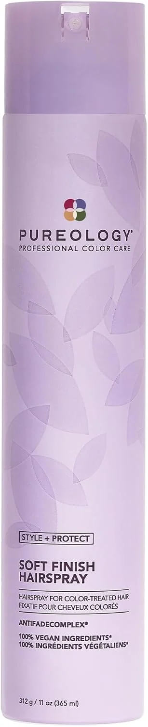 اسپری مو Pureology Style + Protect Soft Finish | برای موهای رنگ شده | حالت دهنده انعطاف پذیر، اسپری مو غیر خشک کننده | بدون سیلیکون | وگان | بسته بندی جدید | 311 گرم