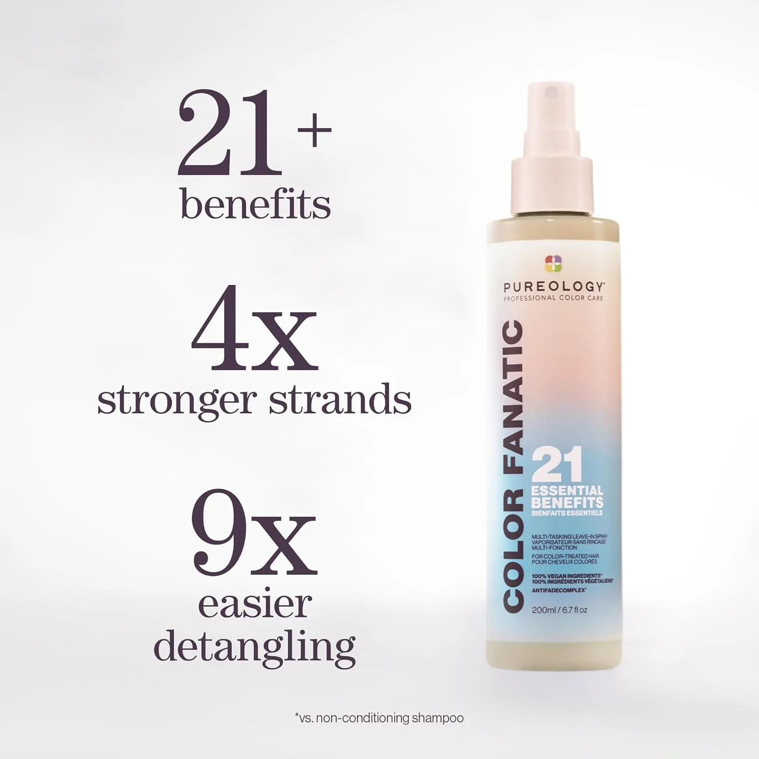 اسپری نرم کننده و باز کننده گره مو Pureology Color Fanatic | محافظت از رنگ مو در برابر محو شدن | محافظت در برابر حرارت | وگان | 30 میلی لیتر