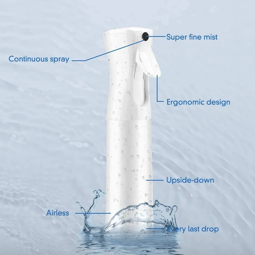 بطری اسپری بسیار ظریف QUESERA برای مو 500 میلی لیتر، بطری اسپری مه پاش، اسپری مداوم 360 درجه برای آرایشگر، کاشت گل، حالت دادن به مو، بطری اسپری سالن زیبایی (سفید)