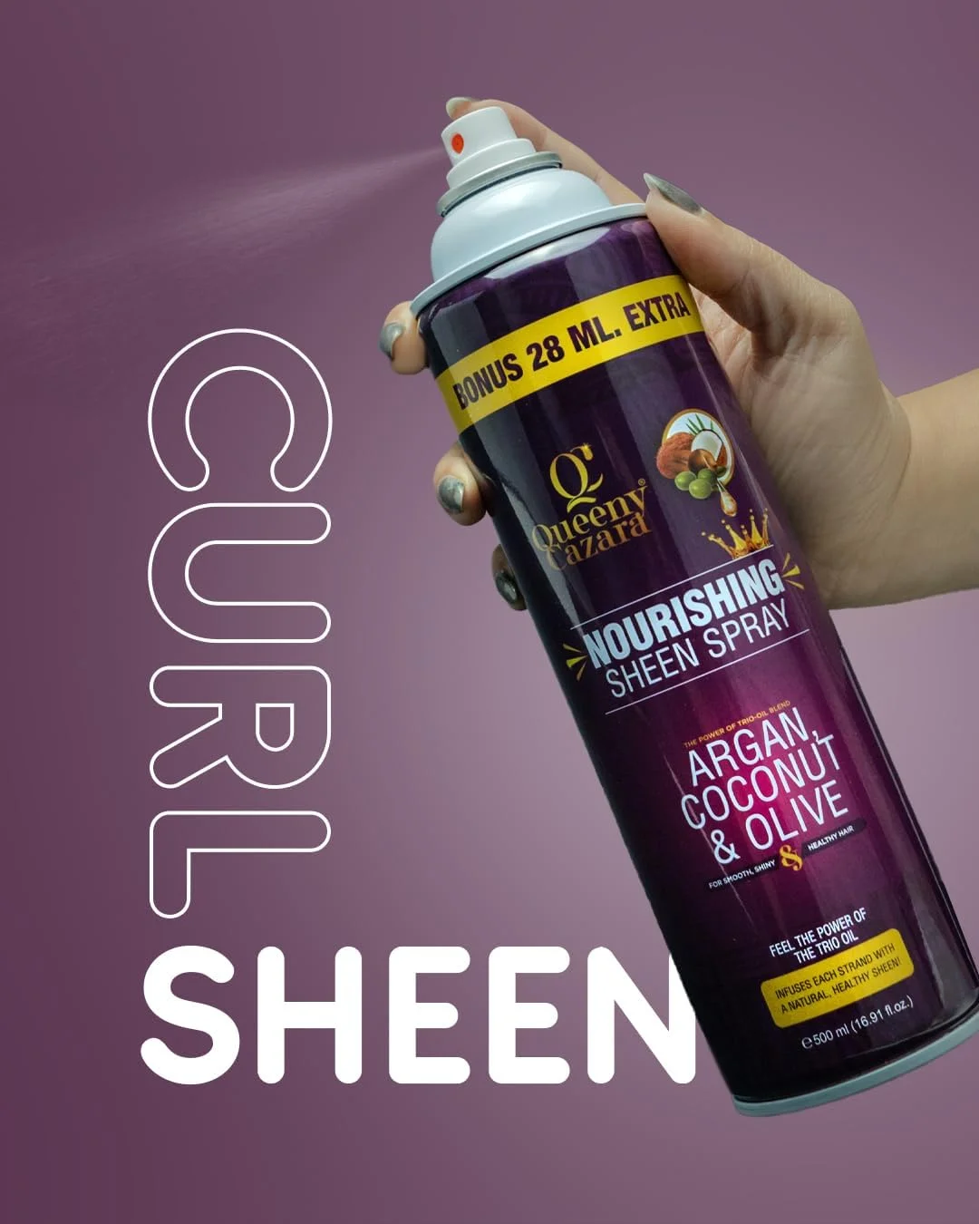 کوئینی کازرا - آرگان، نارگیل و زیتون (ترکیب روغن سه گانه قدرتمند) - اسپری درخشان کننده مغذی 500 میلی لیتر (28 میلی لیتر بیشتر) - برای موهای صاف، براق و سالم. کوئینی کازرا - آرگان، نارگیل و زیتون (ترکیب روغن سه گانه قدرتمند) - اسپری درخشان کننده مغذی 500 میلی لیتر (28 میلی لیتر بیشتر) - برای موهای صاف، براق و سالم.