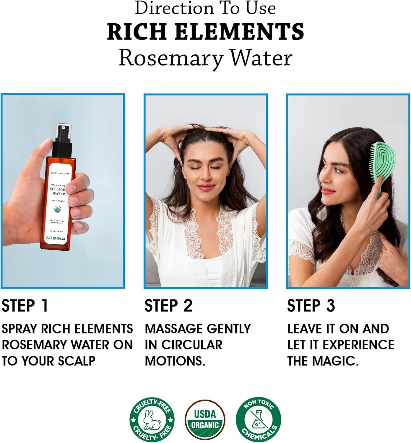 اسپری آب رزماری ارگانیک ریچ المنتس، میست مو (بسته 2 عددی، 100 میلی لیتر)