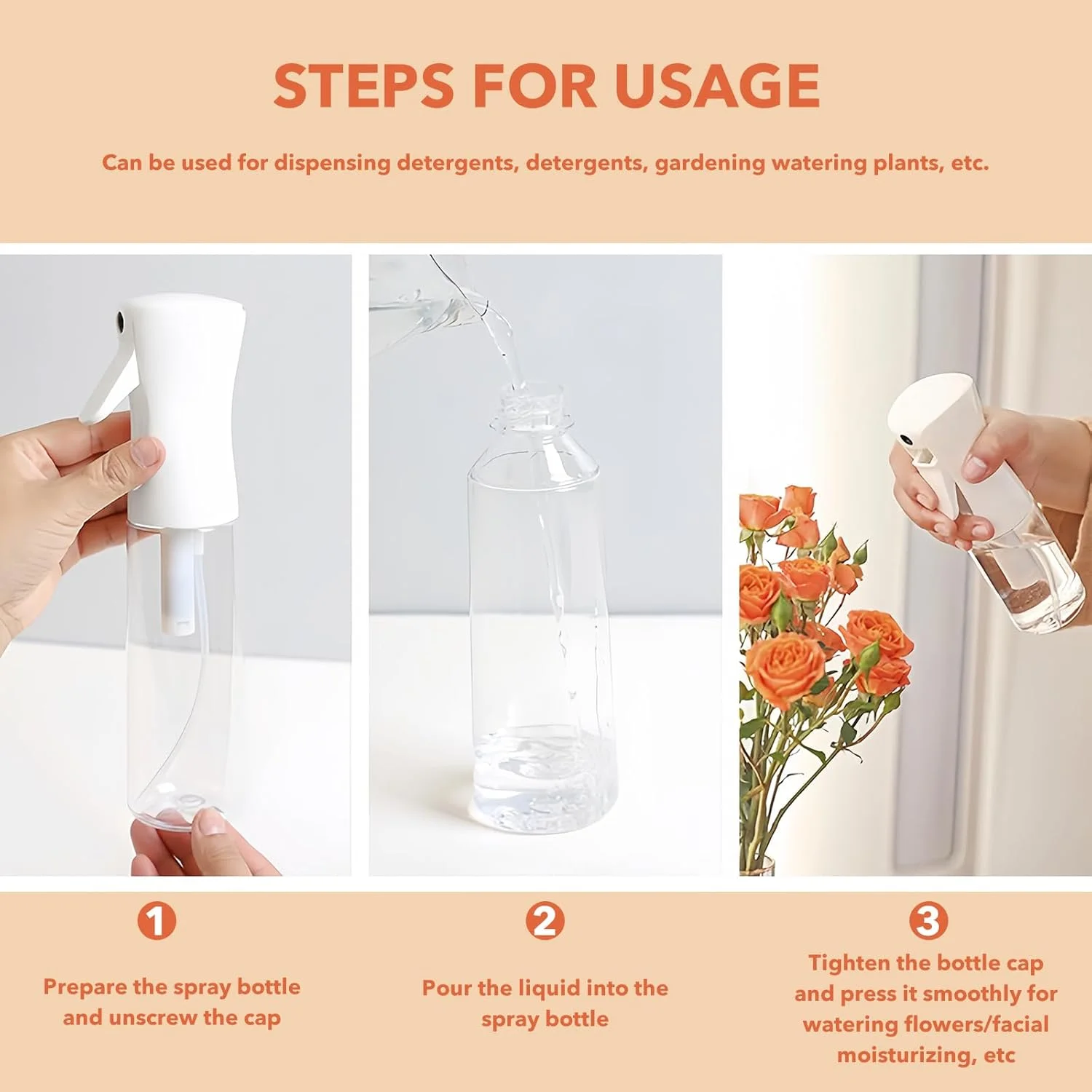 بطری اسپری روکینوی 2 عددی، اسپری کننده الترا فاین برای حالت دادن به مو، تمیز کردن، گیاهان، مه پاشی و مراقبت از پوست، بطری اسپری مداوم (200 میلی لیتر / 6.8 اونس) (سفید-رنگ شفاف)