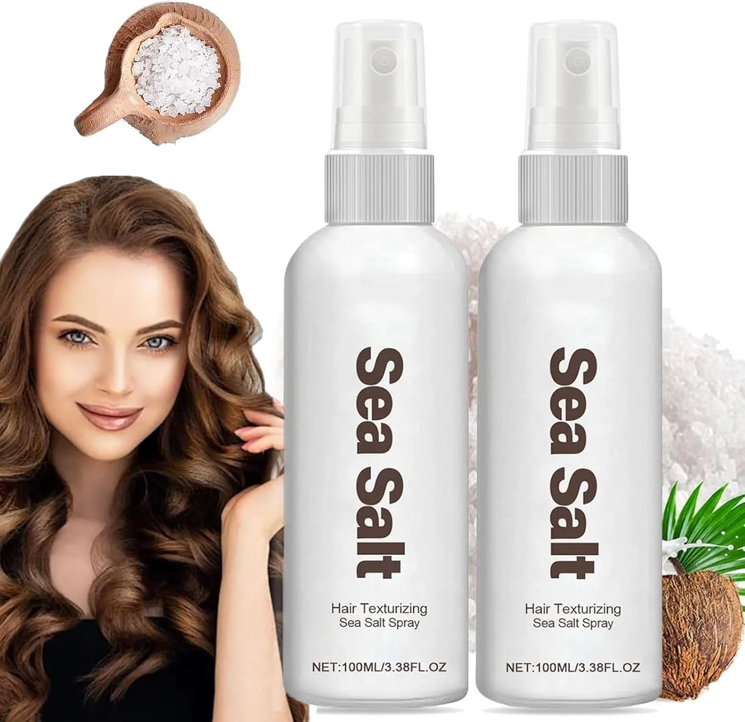 اسپری نمک دریا برای موهای حجیم، با رایحه آناناس و نارگیل، اسپری حجم دهنده نمک دریا برای آقایان و بانوان (2 عدد)