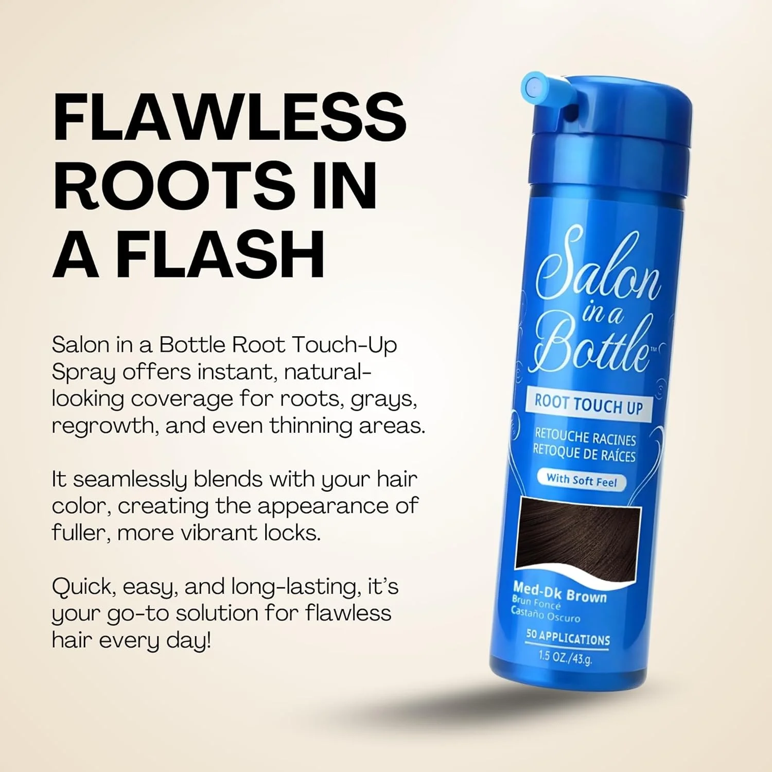 اسپری پوشاننده فوری و موقت ریشه مو Salon In A Bottle برای پوشاندن ریشه ها و سفیدی مو بین دفعات مراجعه به آرایشگاه - اسپری با کیفیت حرفه ای برای محصولات مو برای زنان و مردان - قهوه ای تیره متوسط، 43 گرم اسپری پوشاننده فوری و موقت ریشه مو Salon In A Bottle برای پوشاندن ریشه ها و سفیدی مو بین دفعات مراجعه به آرایشگاه - اسپری با کیفیت حرفه ای برای محصولات مو برای زنان و مردان - قهوه ای تیره متوسط، 43 گرم