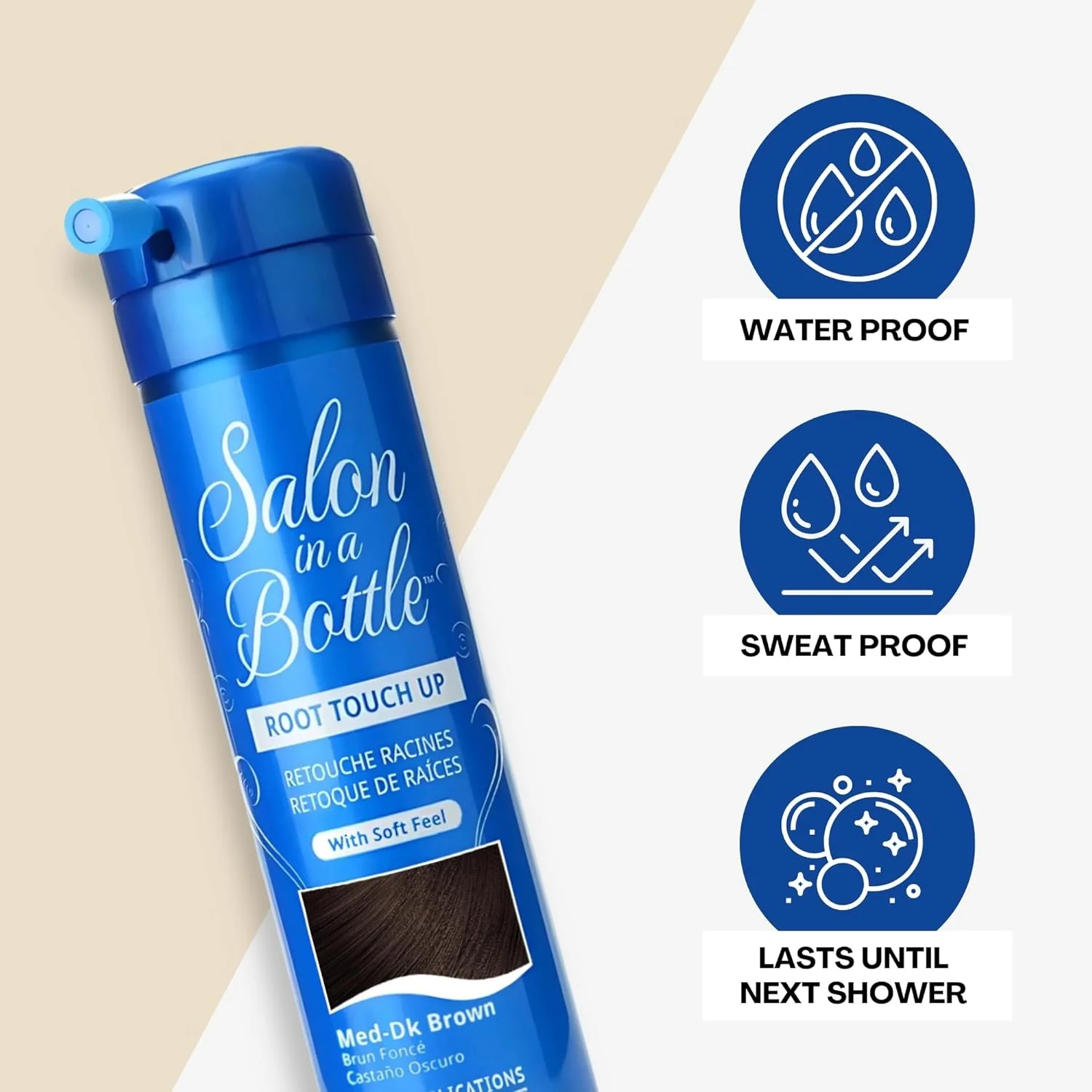 اسپری پوشاننده فوری و موقت ریشه مو Salon In A Bottle برای پوشاندن ریشه ها و سفیدی مو بین دفعات مراجعه به آرایشگاه - اسپری با کیفیت حرفه ای برای محصولات مو برای زنان و مردان - قهوه ای تیره متوسط، 43 گرم اسپری پوشاننده فوری و موقت ریشه مو Salon In A Bottle برای پوشاندن ریشه ها و سفیدی مو بین دفعات مراجعه به آرایشگاه - اسپری با کیفیت حرفه ای برای محصولات مو برای زنان و مردان - قهوه ای تیره متوسط، 43 گرم