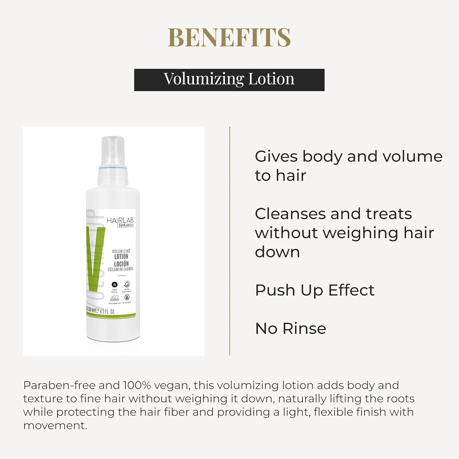 اسپری حجم دهنده موهای نازک سالرم، لوسیون حجم دهنده، 200 میلی لیتر، لوسیون مو با کافئین و آمینو اسید، حجم و پری مو را افزایش می دهد، فاقد پارابن