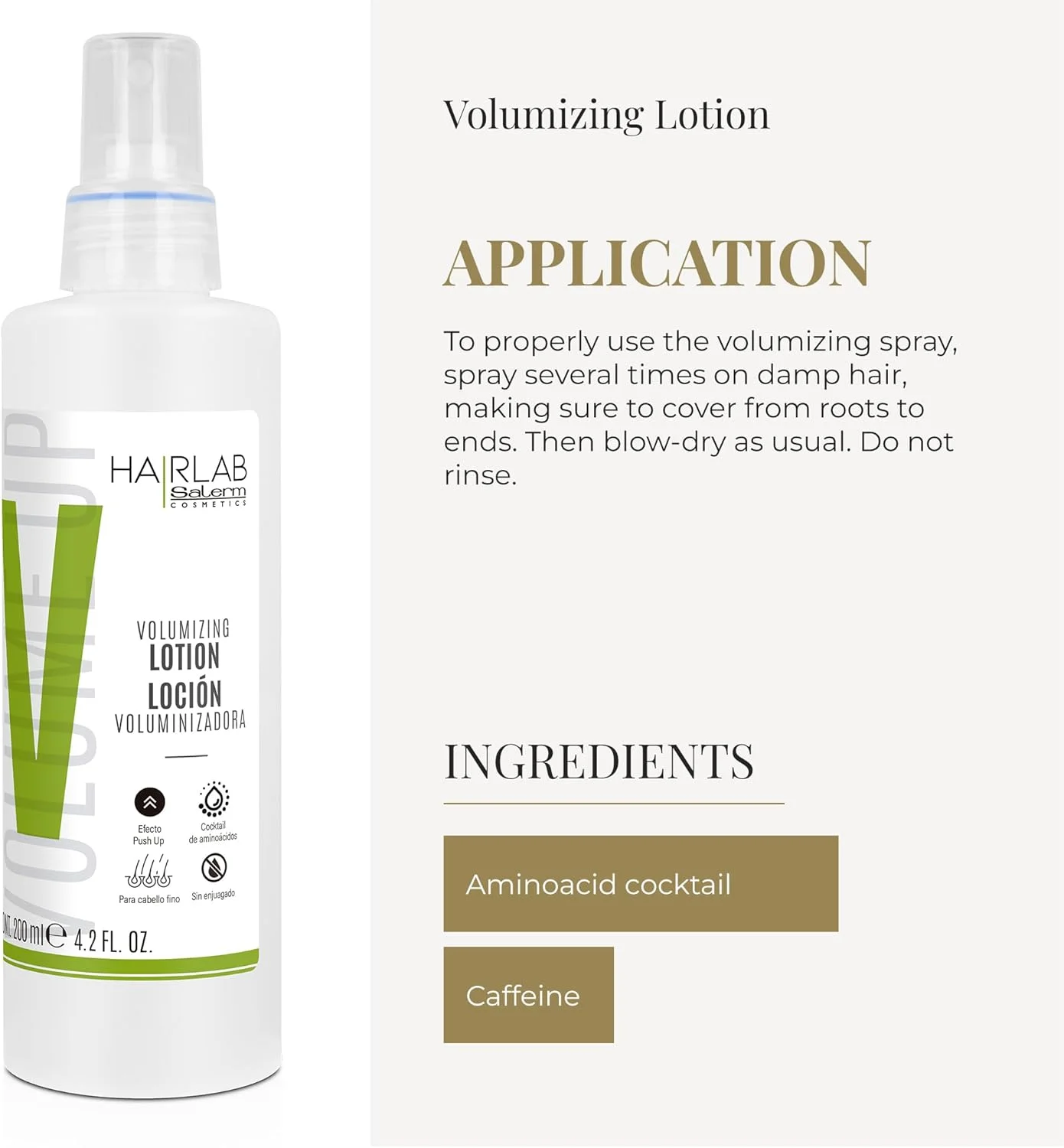 اسپری حجم دهنده موهای نازک سالرم، لوسیون حجم دهنده، 200 میلی لیتر، لوسیون مو با کافئین و آمینو اسید، حجم و پری مو را افزایش می دهد، فاقد پارابن