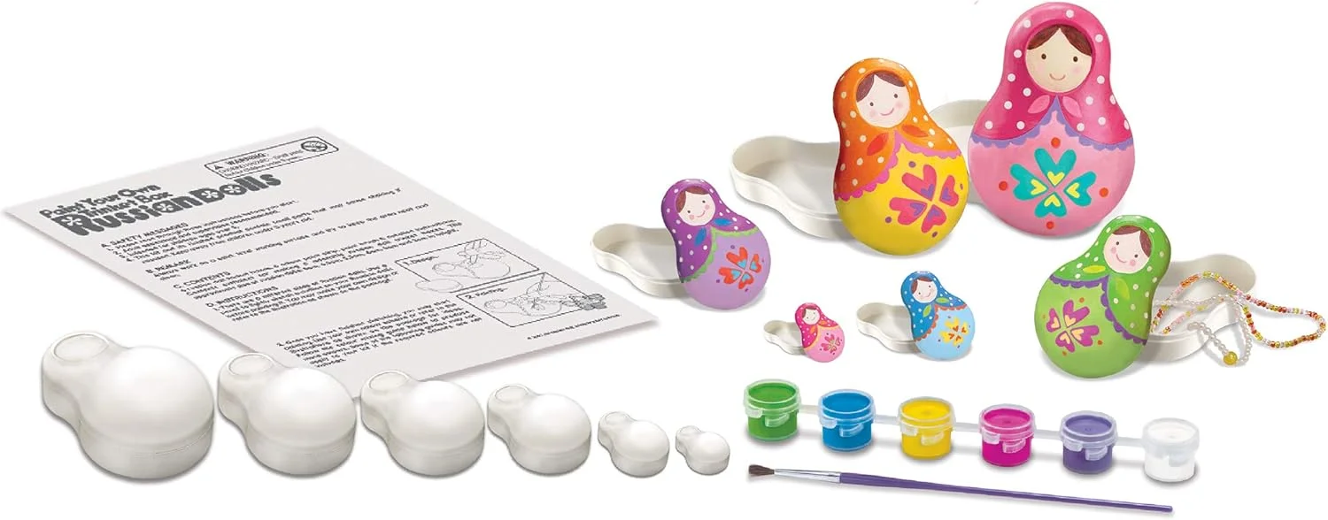 جعبه جواهرات روسی 4M - رنگ آمیزی و تزئین 6 جعبه جواهرات عروسکی تودرتو با 6 رنگ و قلم مو | مجموعه صنایع دستی و کلکسیونی برای کودکان 5 سال به بالا | مدل Toysmith 3699 جعبه جواهرات روسی 4M - رنگ آمیزی و تزئین 6 جعبه جواهرات عروسکی تودرتو با 6 رنگ و قلم مو | مجموعه صنایع دستی و کلکسیونی برای کودکان 5 سال به بالا | مدل Toysmith 3699
