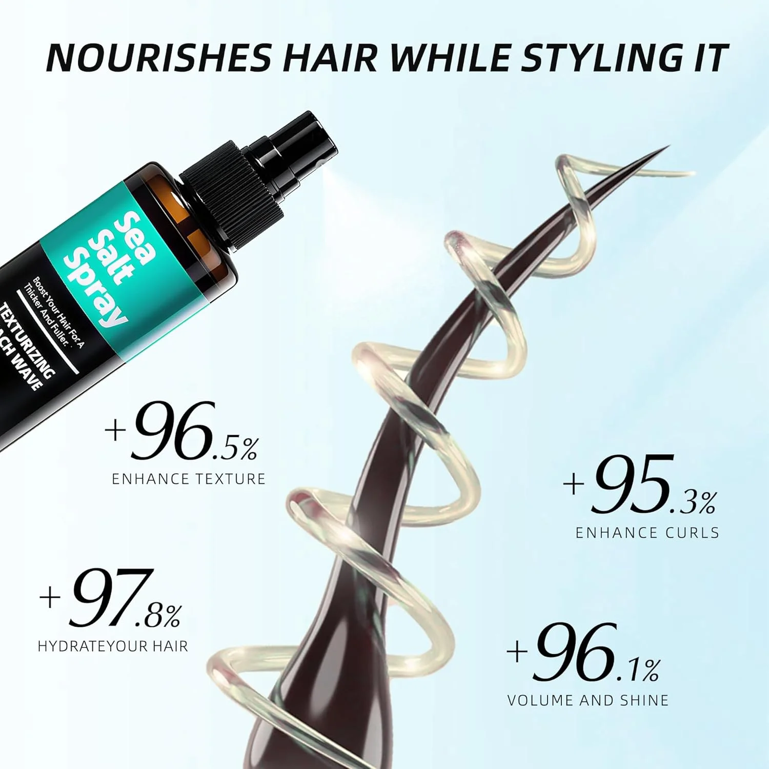 اسپری نمک دریا برای مو، مناسب آقایان و بانوان، 148 میلی لیتر - بافت دهنده و حجم دهنده مو، اسپری فر کننده و ایجاد حالت موج دار ساحلی برای مو