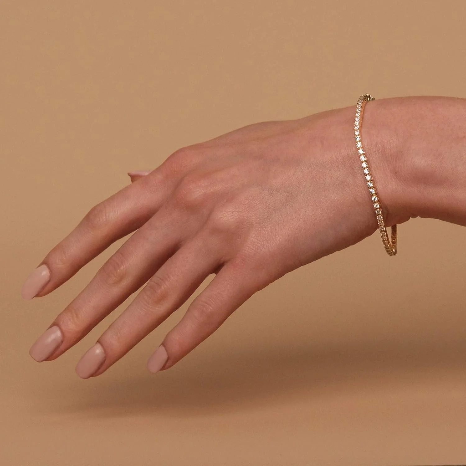 دستبند تنیس کلاسیک با روکش طلای 14 عیار و زیرکونیا | دستبندهای طلایی زنانه | زیرکونیا 4 میلی متری، سایز 6.5-7.5 اینچ