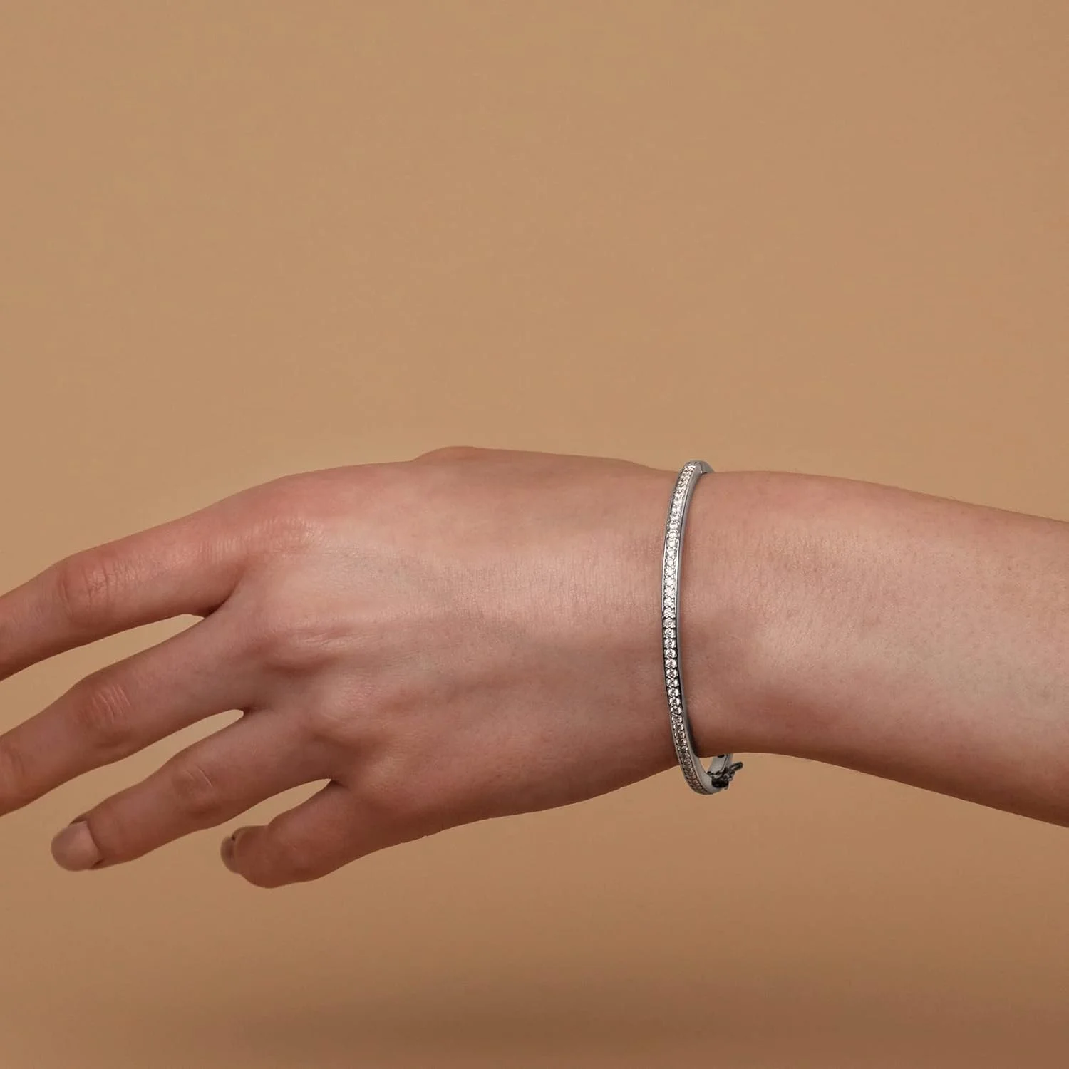 دستبند النگویی روکش طلای 14 عیار با زیرکونیا | دستبند کلاسیک تنیس | 7.5 اینچ دستبند طلایی زنانه