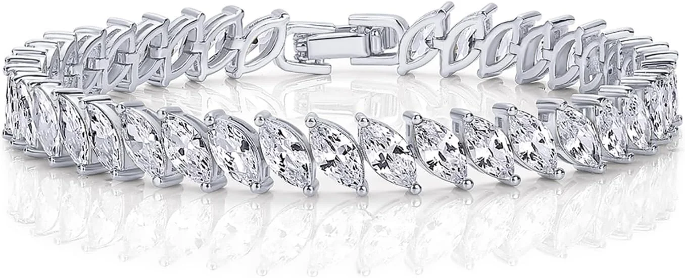 دستبند تنیس زنانه با روکش طلای 14 عیار پاوی - دستبندهای تنیس طلایی زیرکونیا مکعبی برای زنان - جواهرات عروس ظریف CZ مارکیز برای عروسی